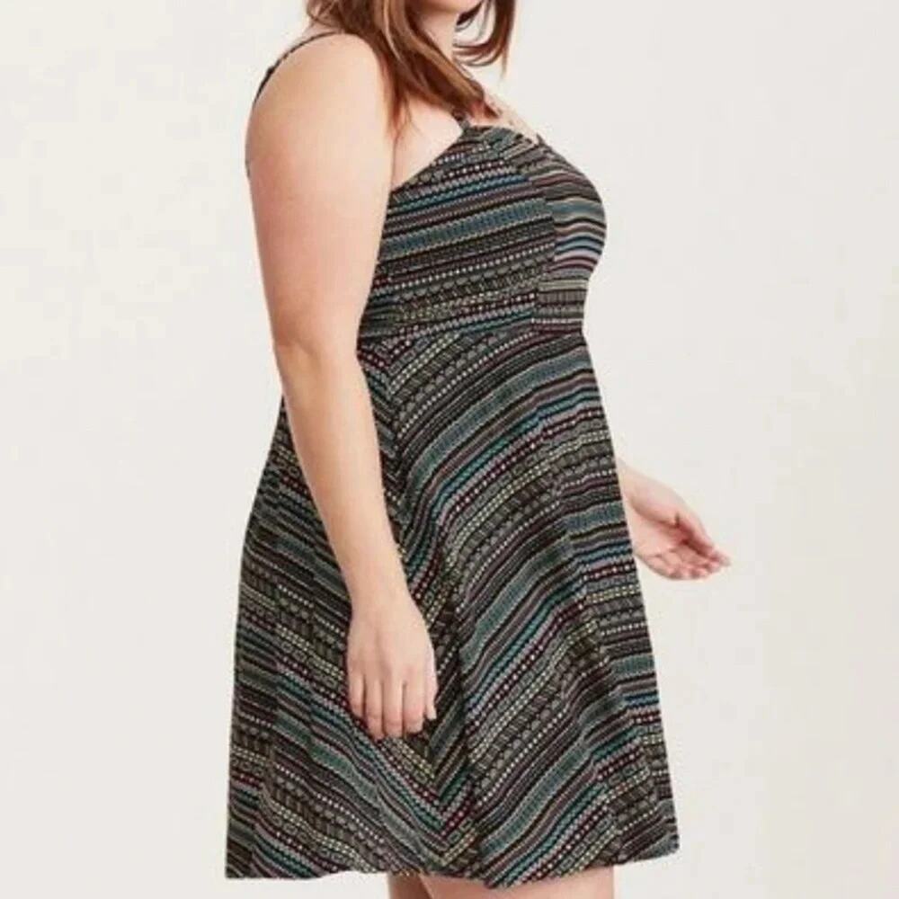 Torrid Womens Dress Mini Challis Sweetheart colorful summer 90s coastal Plus SZ - Picture 4 of 15